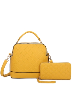 Quilted Top Handle 2-in-1 Satchel LF476S2 YELLOW